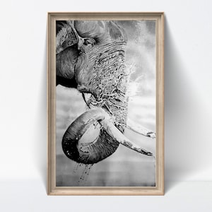 Majestic Elephant Pencil Drawing – Handmade Safari Wildlife Art, Detailed Charcoal Wall Decor – NOT PRINT