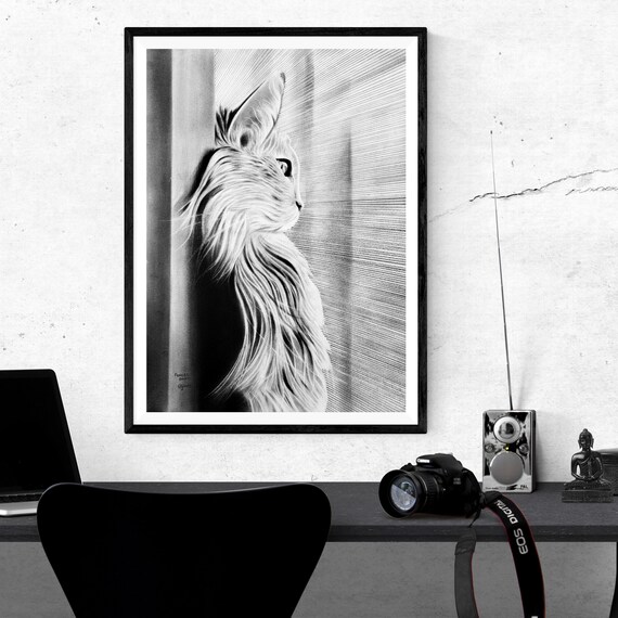 Handmade Cat Portrait: Realistic Pencil Pet Drawing, Custom Pet