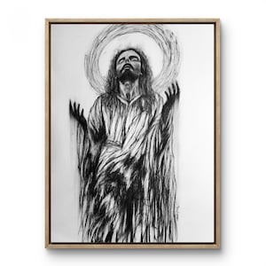 Jesus Christ Charcoal Drawing – Handmade Religious Wall Art – Spiritual Christian Artwork – Prayer & Faith Home Decor – NOT PRINT