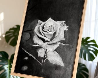Original Pencil Rose Drawing, Hidden Secrets Micro Detail Artwork
