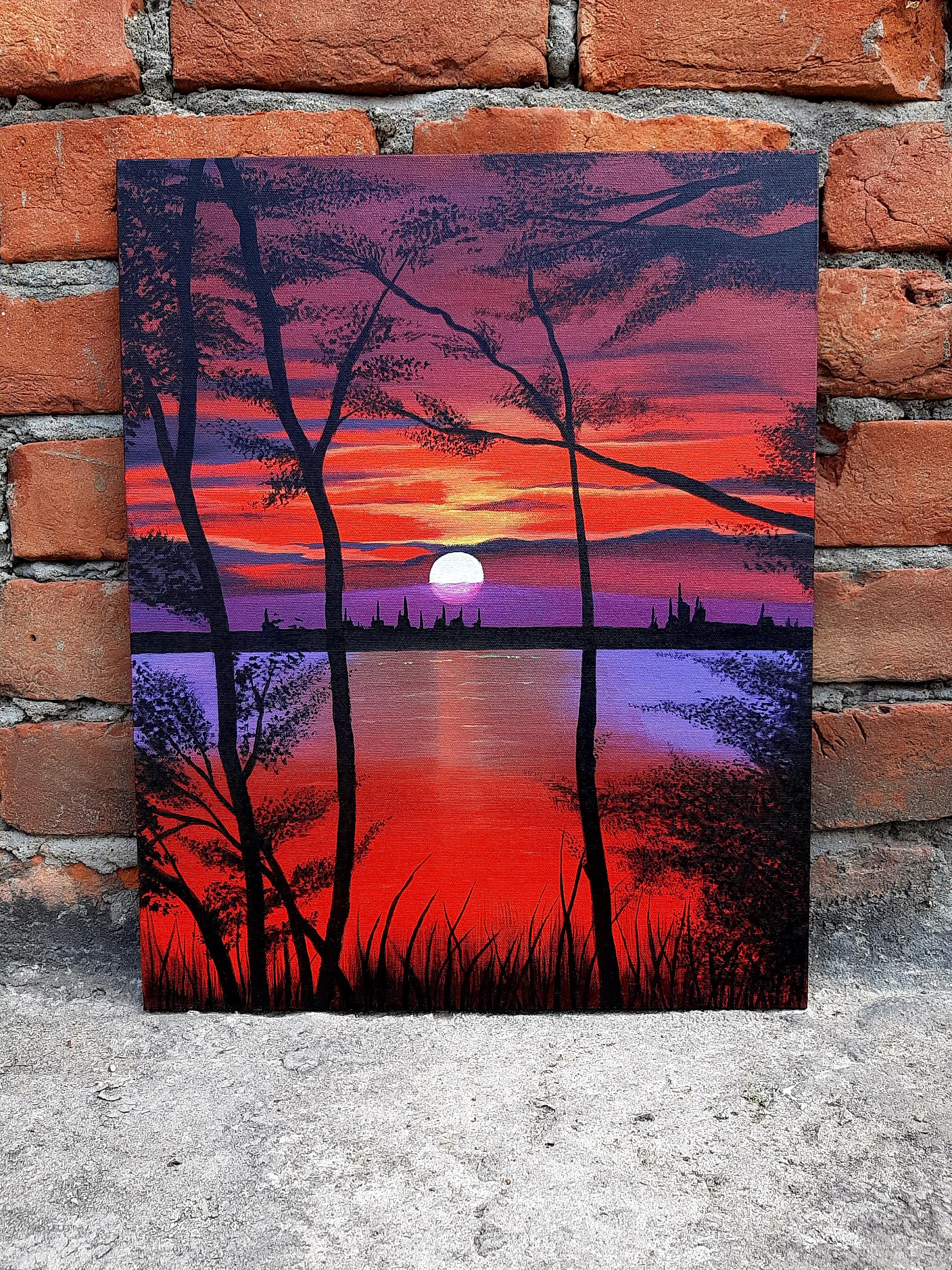 Sunset canvas painting deals