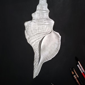 Ocean’s Memory – Original Charcoal & Pencil Wave Drawing Home Decor – NOT PRINT