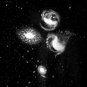 Birth of Galaxies – Handmade Original Charcoal Cosmic Drawing Wall Art – NOT PRINT
