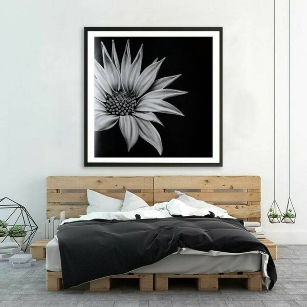 Original Sunflower Drawing, Sunflower Graphite Painting, Flower Pencil Art, Charcoal Drawing, Fine Graphite Sketch Home Wall Decor