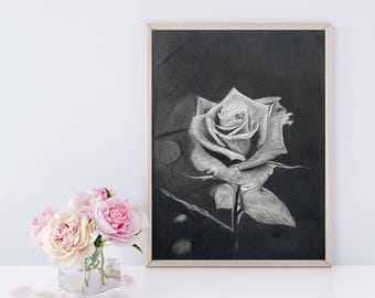 鉛筆画プリント - バラの日 95 - Etsy 日本