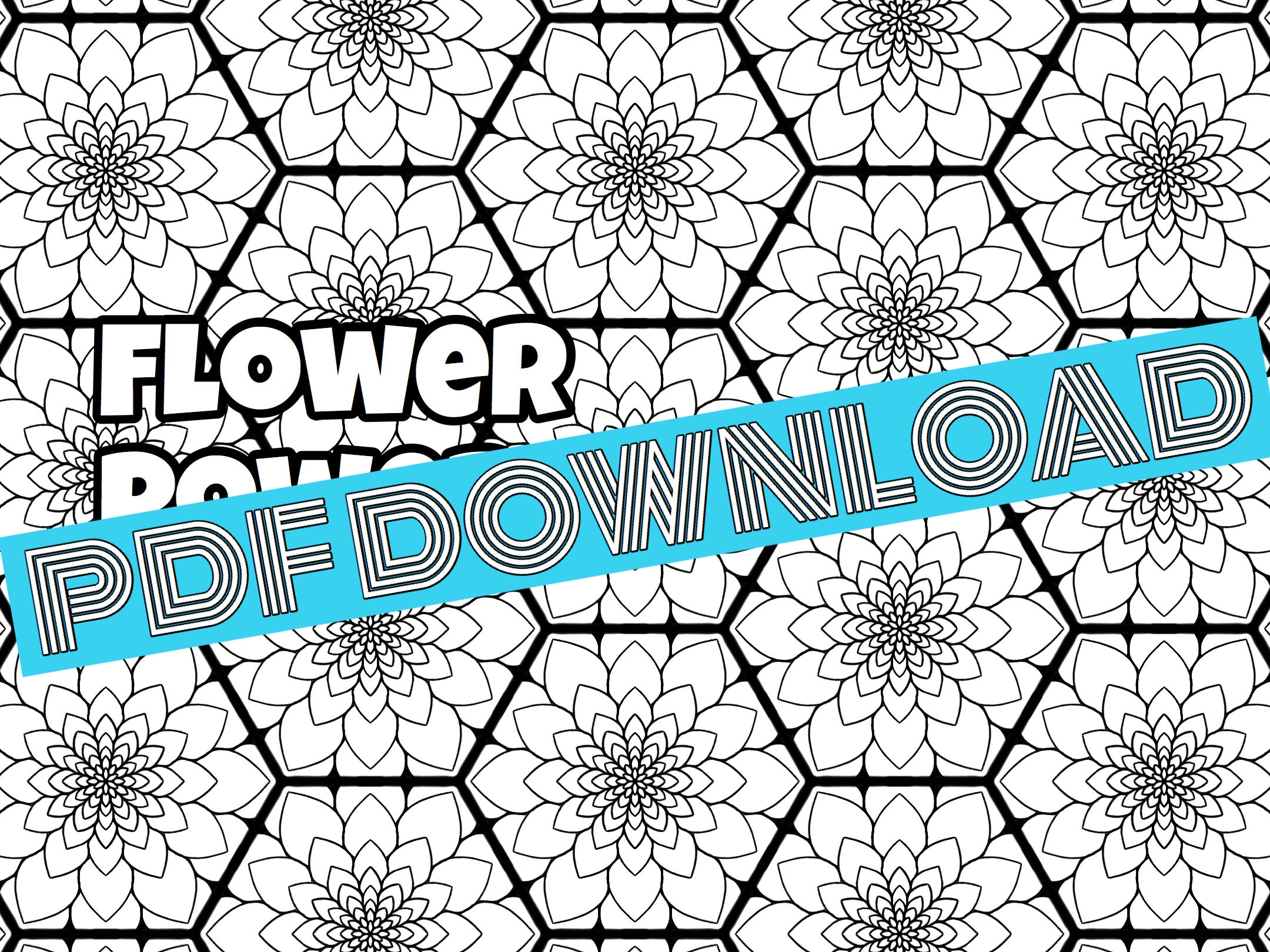 Flower Power Coloring Page Digital Download | Etsy
