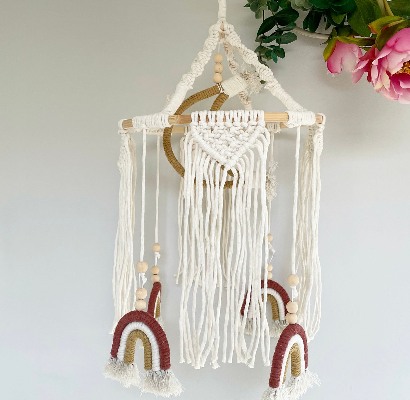 Macrame Baby Mobile Macrame Rainbow Baby Mobile Rainbow Baby Etsy