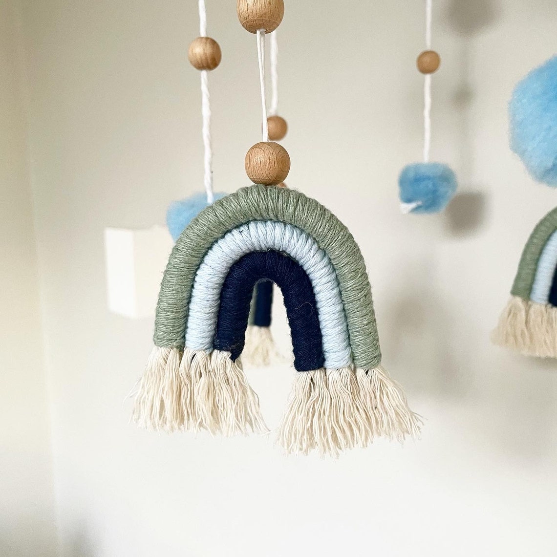 Macrame Baby Mobile Bebé hecho a mano móvil Rainbow baby Etsy