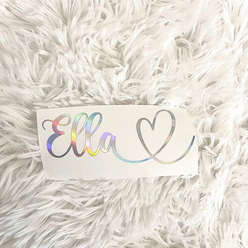 Custom Cursive Name W/ Heart Vinyl Decal Personalized Etsy