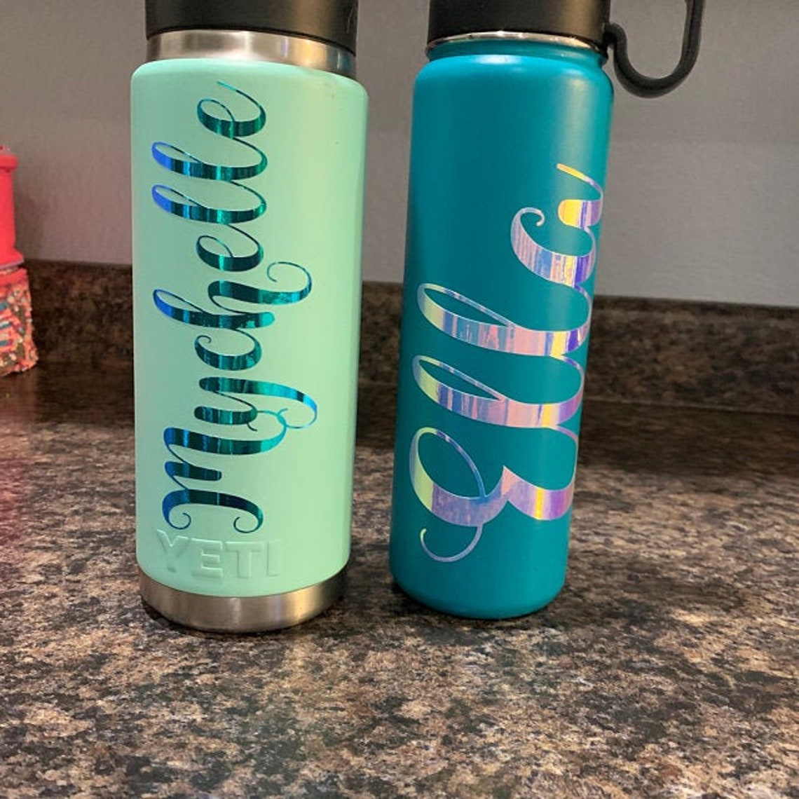 Holographic RAINBOW Name Decals Yeti Sticker Custom Name Etsy