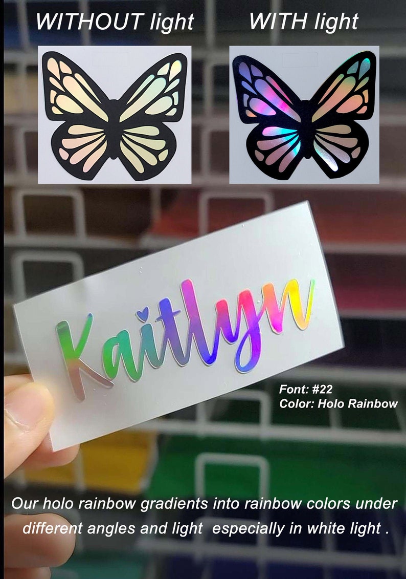 Holographic RAINBOW Name Decals | Yeti Sticker | Custom Name Decals | Vinyl | Name Stickers | Name Decals | Custom Decals  | Wedding Decals 