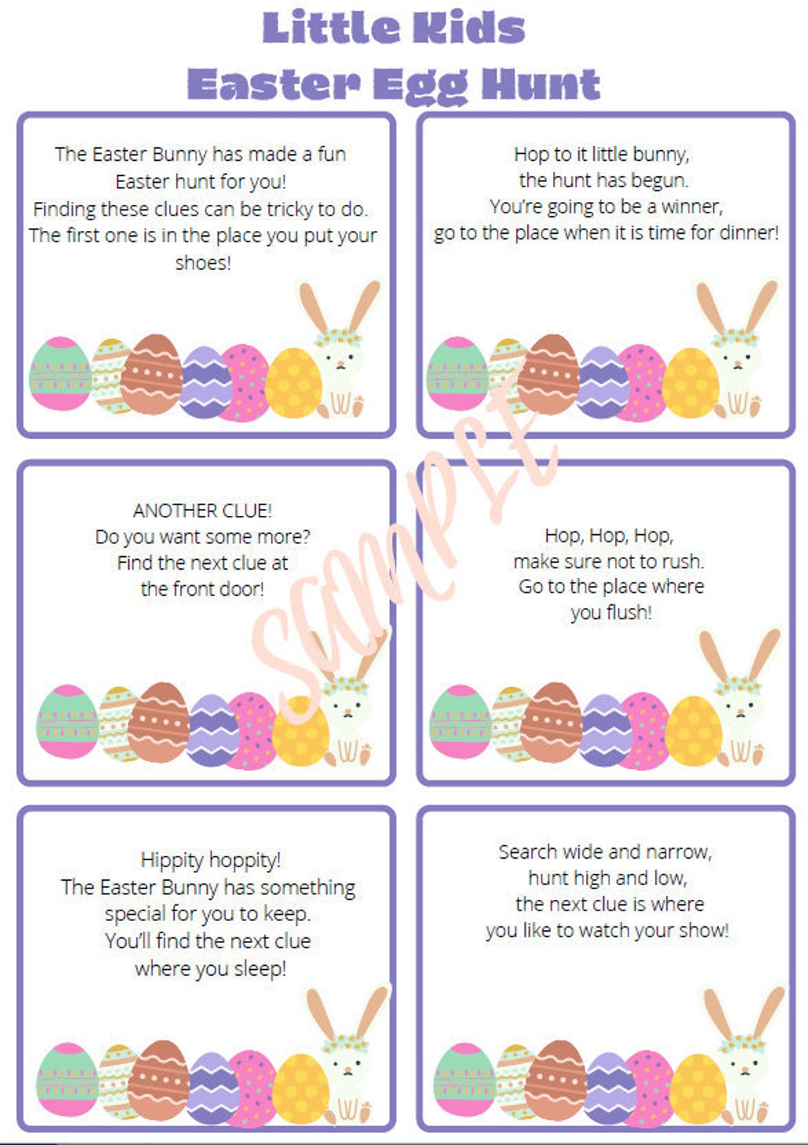 Easter Egg Hunt Game Template Kids Printable Clues Easter Etsy