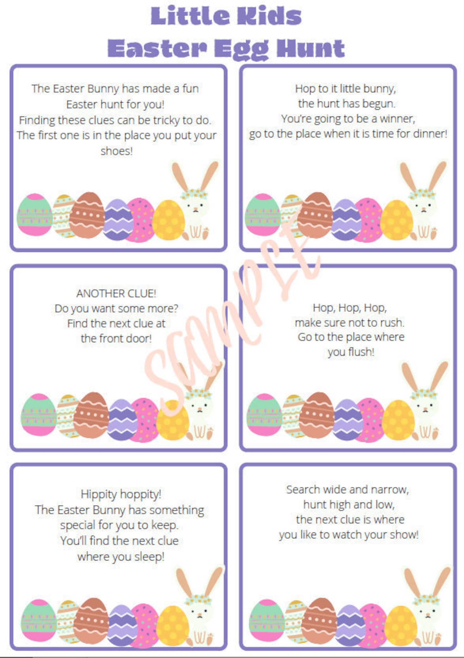 Easter Egg Hunt Game Template Kids Printable Clues Easter Etsy