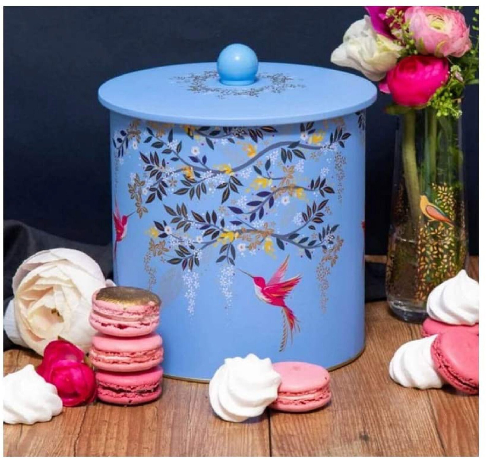 Sara Miller Chelsea Blue Biscuit Barrel Tin Etsy
