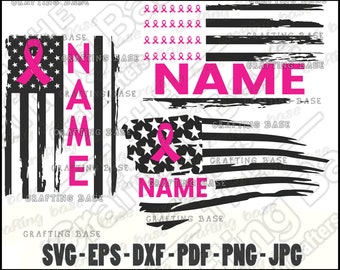 Cancer Ornaments Svg, Fight svg, cancer svg, Fight Flag svg, Breast Cancer svg, Name svg, Pink Ribbon USA Flag svg, Breast Cancer awareness