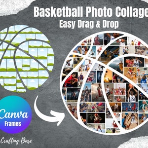 Basketball Fotocollage, Canva Fotocollage, Sport Fotocollage, Template Design Fotofüllung, bearbeitbare Basketball Fotocollage
