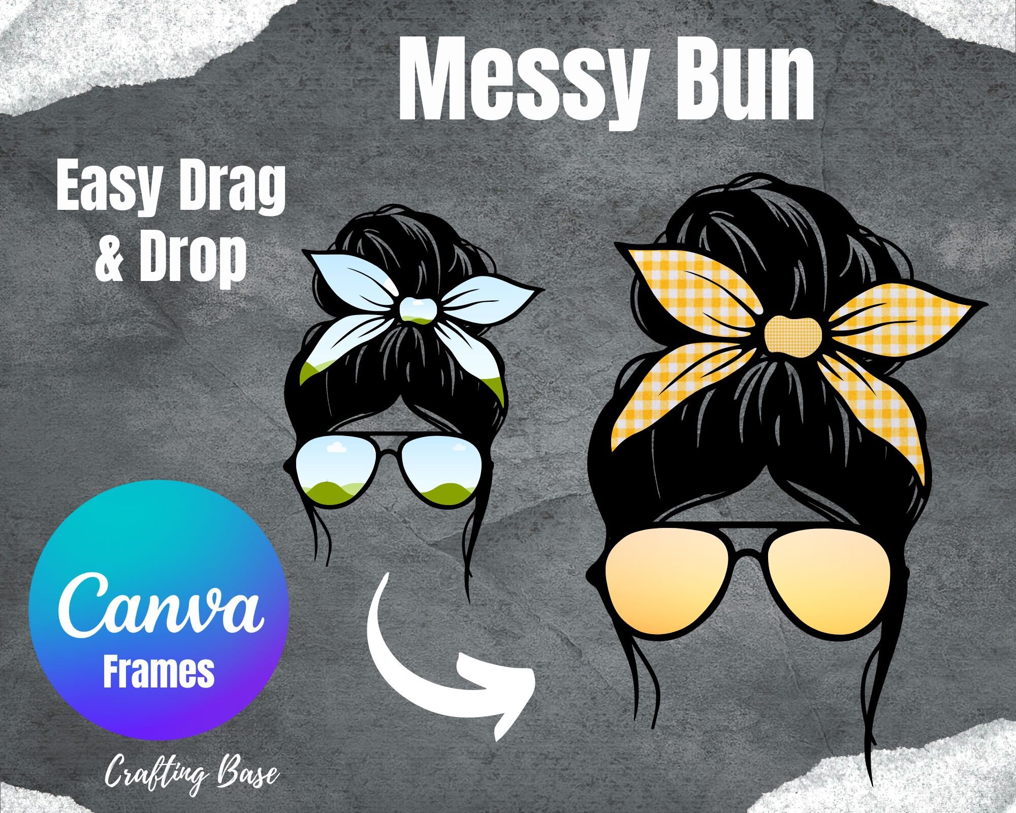 Messy Bun Mom Canva Frame, Fill Your Own Drag and Drop Momlife Template ...