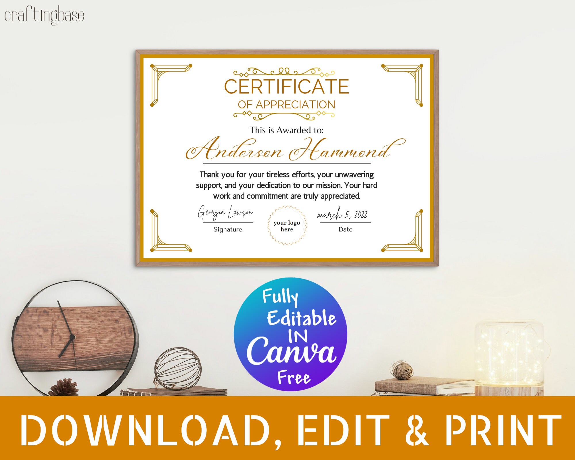 Certificate of Appreciation Template, Editable Appreciation Certificate ...