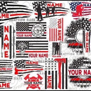 Firefighter flag name Svg, Fireman Flag Svg, Firefighter Flag Svg, Thin Red Line Svg, Firefighter, Fire Fighter Svg, Fire Dept