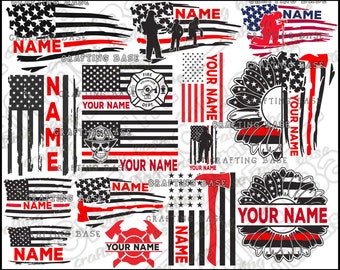 Firefighter flag name Svg, Fireman Flag Svg, Firefighter Flag Svg, Thin Red Line Svg, Firefighter, Fire Fighter Svg, Fire Dept