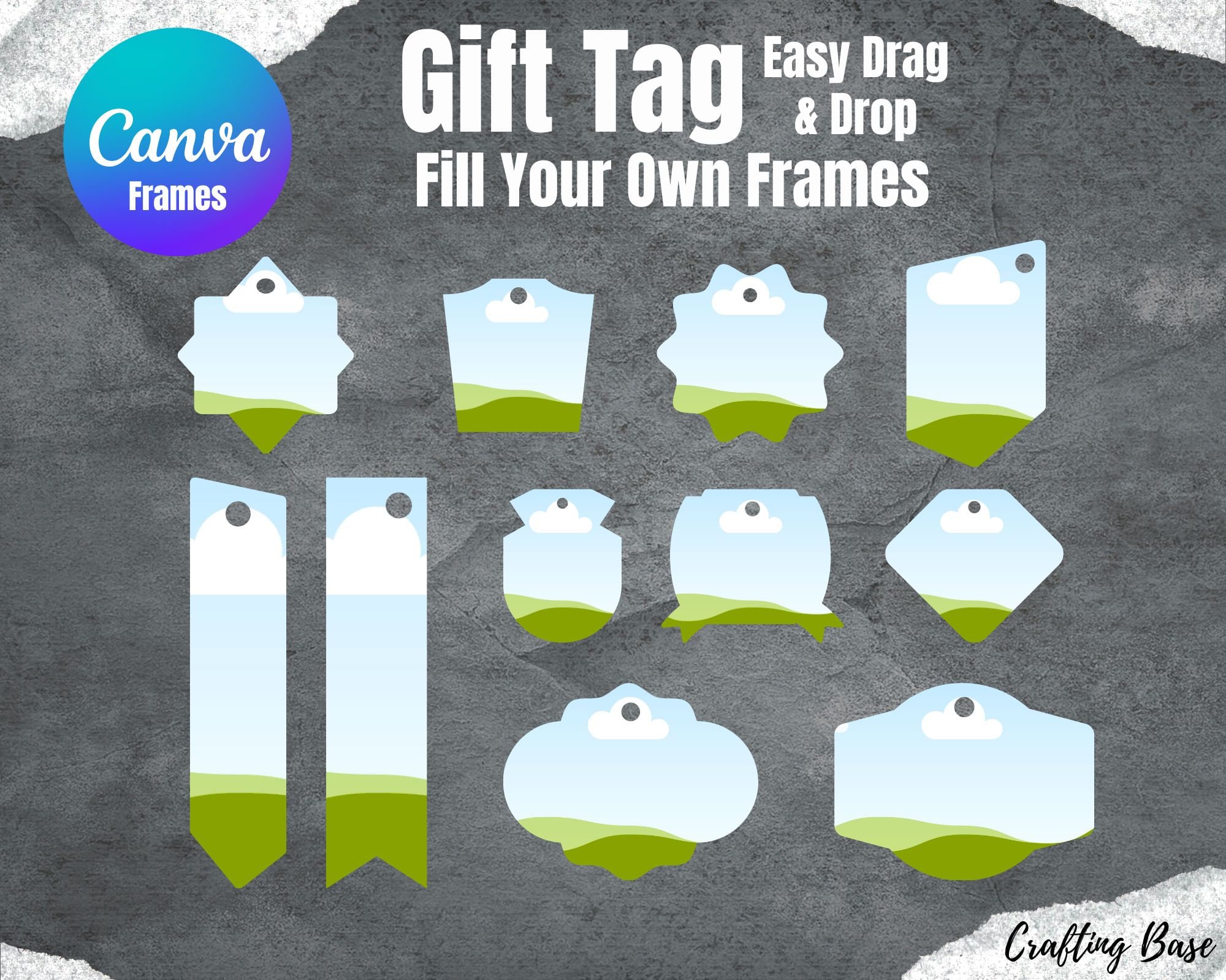 Gift Tag Canva Frames, Hang Tags Canva Frames, Commercial and Personal
