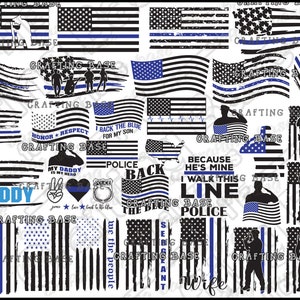Thin Blue Line Svg Bundle, Police Svg, Distressed Flag, Wife Svg, Badge, Police Officer Svg, Daddy, Back The Blue Svg, Blue Line Svg