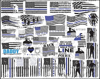 Thin Blue Line Svg Bundle, Police Svg, Distressed Flag, Wife Svg, Badge, Police Officer Svg, Daddy, Back The Blue Svg, Blue Line Svg