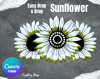 Create your own Sunflower design, Fully editable Sunflower Canva Frame, Every section editable, Create your own PNG, Canva template