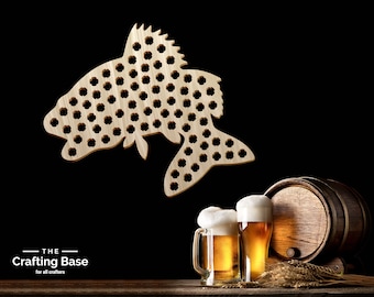 Flying bass Beer Cap Map svg, FLYING BASS Beer Cap Display svg, Man Gift Gift for Him, Wall Hanging Cap Map Collection, Plywood,  cnc plans