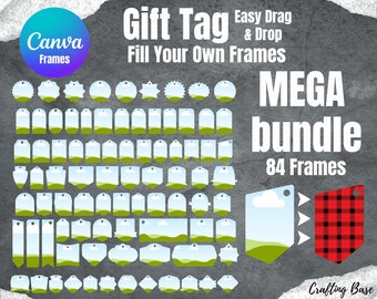 Gift Tag Canva Frames, Hang tags canva frames, Commercial and Personal, Custom Fillable Silhouettes, Drag and Drop, Editable, Add Your Own