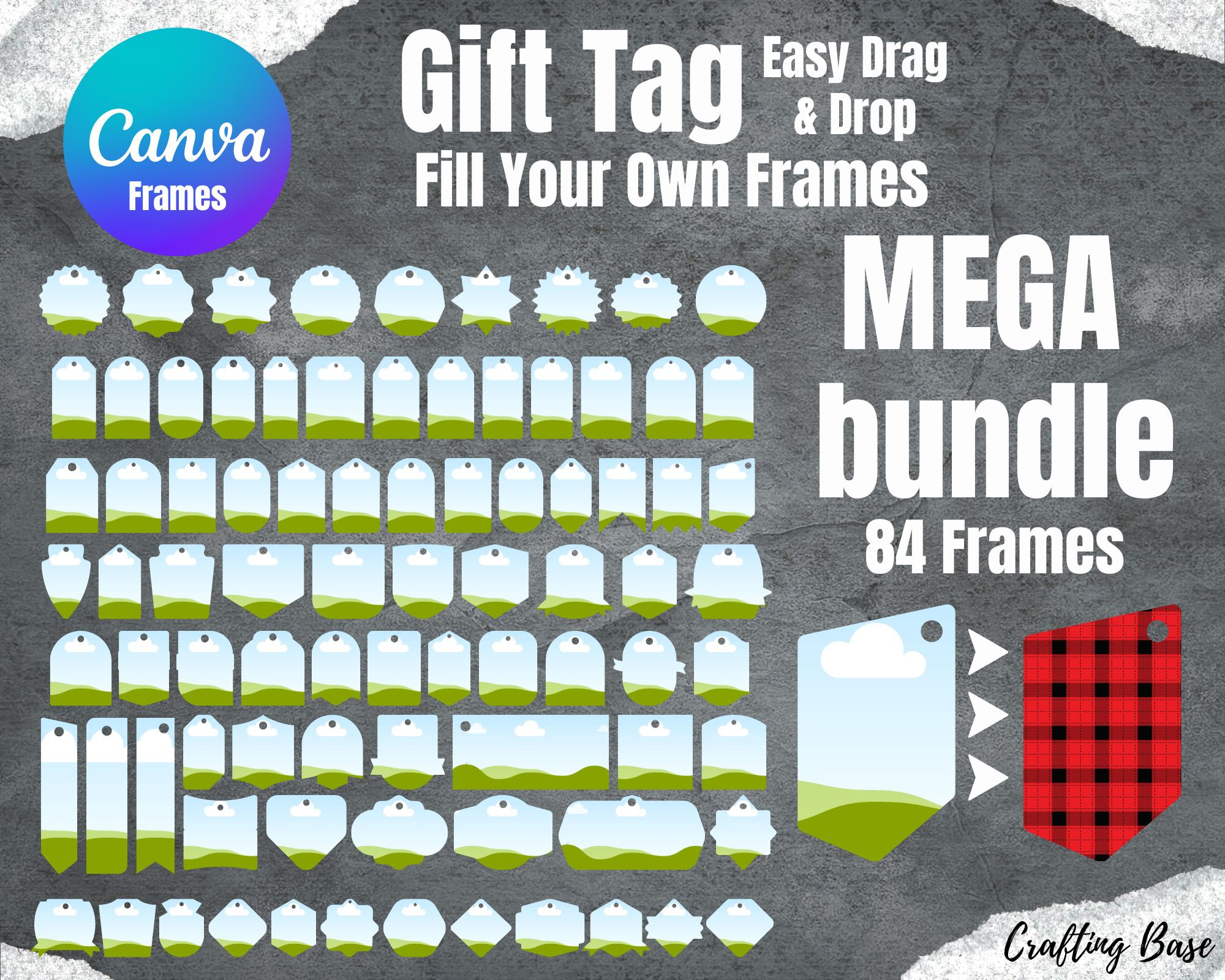 Customize Frame Tag Gift Tag Canva Frames, Hang Tags Canva Frames, Commercial and Personal ...