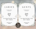 Wedding bathroom sign template, wedding bathroom basket sign, modern wedding sign, ladies and gents party sign, Canva Template product logo