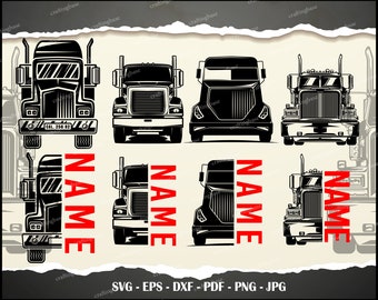 semi truck Name svg, semi truck svg, monogram svg, split monogram svg, truck png, truck clipart, big truck svg, truck driver svg, us truck