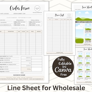 Editable Line Sheet Template, Line Sheet for Wholesale, Product Sales, Price List Template, Canva Linesheet Catalogue