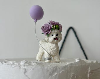 Fondant Dog Bichon Frise Cake Puppy Cake Topper Fondant Dog Cake