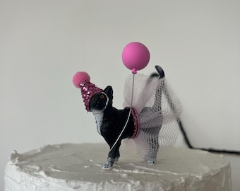Black Cat Party Animal Cake Topper Keepsake