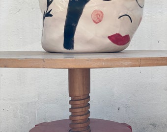 Ceramic Vase (Kaguya). Handmade vase can be used as a pot. Hand painted vase.