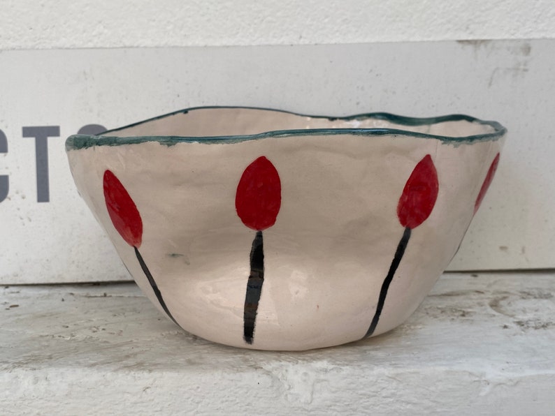 Ceramic Bowl Kaguya. Handmade bowl can be used as a vase. Hand painted bowl. image 3