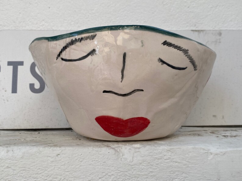 Ceramic Bowl Kaguya. Handmade bowl can be used as a vase. Hand painted bowl. image 1