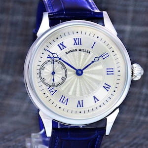 Exclusief horloge, luxe polshorloge, zilveren horloge, art-decohorloge, vintage horloge in Cartier-stijl, mechanisch, echtgenoot cadeau, gepersonaliseerd horloge