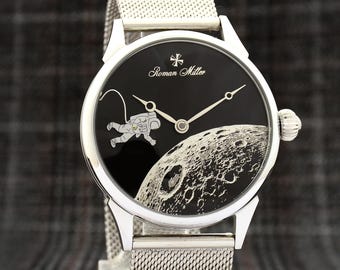 Space Watch Astronaut R.Miller: Unique Rotating Spaceman, Astronomy, Space Lover gift for Birthday