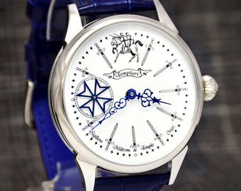 Masonic man's watch Mechanical – Handmade Art Deco Wristwatch Husband Gift