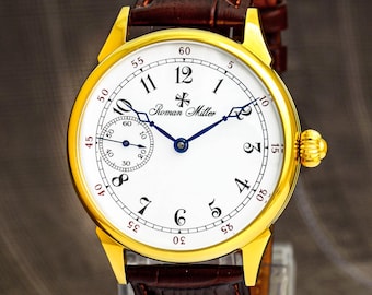 Luxury watch Old Geneva by R.Miller - Gold Plated, Handmade, Husband gift, Personalized Marriage
