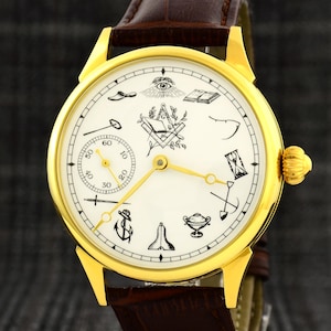 Vintage Masonic watch, Rare Art Deco watch, Marriage watch, Freemasonry, Gold watch, husband gift, Freemasonry watch, masonic symbols