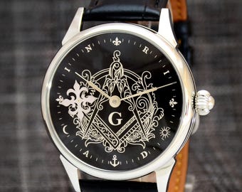 Masonic watch, Unique watch, Freemason watch, Freemason watch - Hidden Symbols, Masonic gifts, Unique Gift for man, Unique Gift for Him