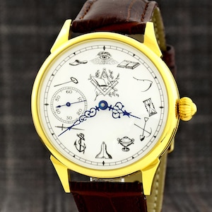 Rare Masonic watch, Art Deco watch, Marriage watch, vintage watch, Freemasonry, Gold watch, husband gift, Freemasonry watch, masonic symbols