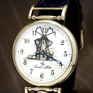 Windmill watch, ROTATING WINGS, , unique watch, Men&#39;s Mechanical Watch, silver watch, Boyfriend Gift, husband Gift, Man&#39;s Gift, R. Miller