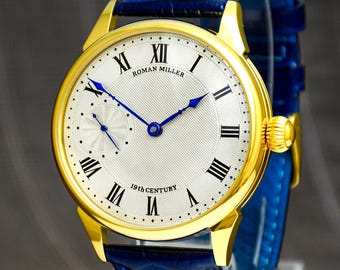 Gold Mechanical Watch, Art Deco Wristwatch Old Money Style, Groomsman Gift Roman Miller