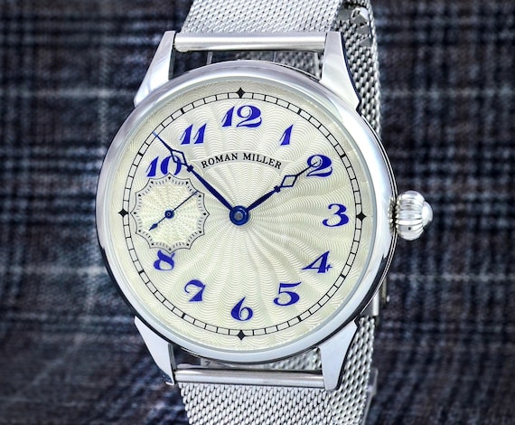 Silver Analog Watch for Men Vienna by Roman Miller: Mechanical, Luxury, watch lover gift