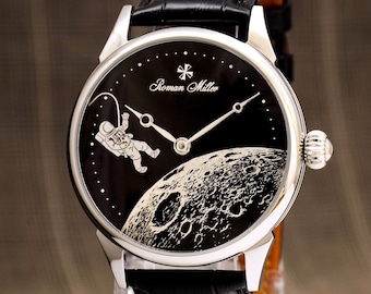 Custom Men's Mechanical Watch Roman Miller - Space Odyssey - Rotating Astronaut